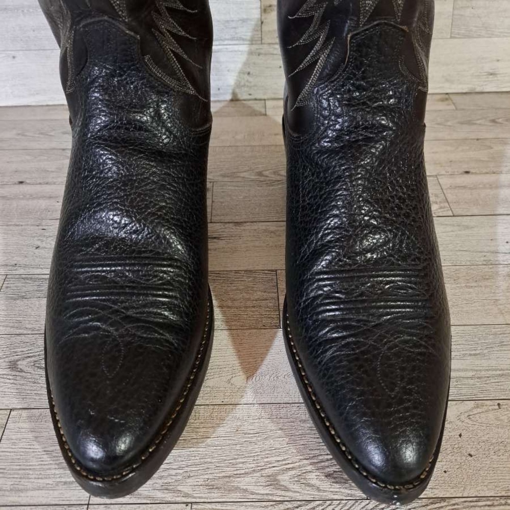 Men's Dan Post Milwaukee Western Black Leather Rodeo Cowboy Boots Size 14 - Picture 3 of 10